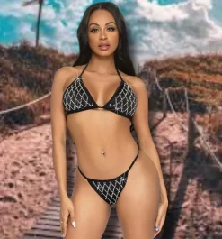 Leg Avenue Domino Bikini Set Black (L)