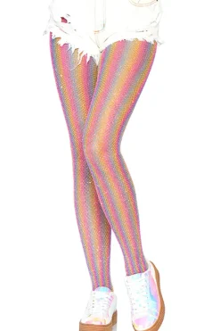 Leg Avenue Lurex Rainbow Fishnet Tights
