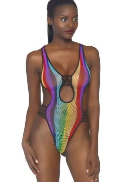 Leg Avenue Rainbow Fishnet Bodysuit