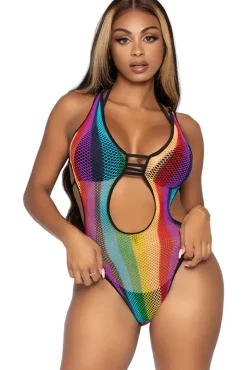 Leg Avenue Rainbow Fishnet Bodysuit