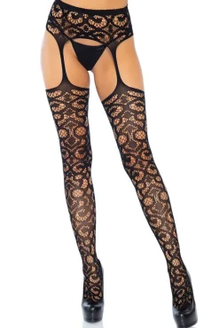 Leg Avenue Scroll Lace Garterbelt Stockings