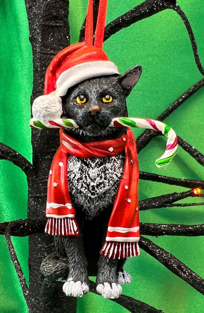 Nemesis Now Lisa Parker Candy Cane Cat Hanging Ornament
