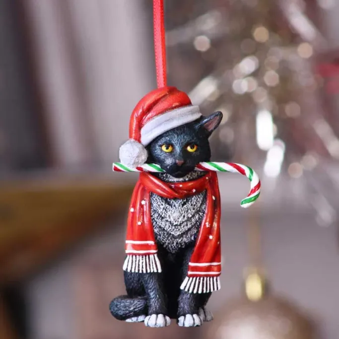 Nemesis Now Lisa Parker Candy Cane Cat Hanging Ornament