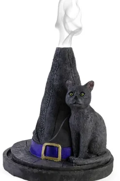 Something Different Lisa Parker Witch Hat With Cat Incense Cone Holder