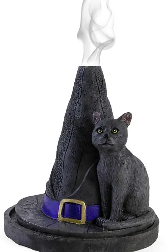 Something Different Lisa Parker Witch Hat With Cat Incense Cone Holder