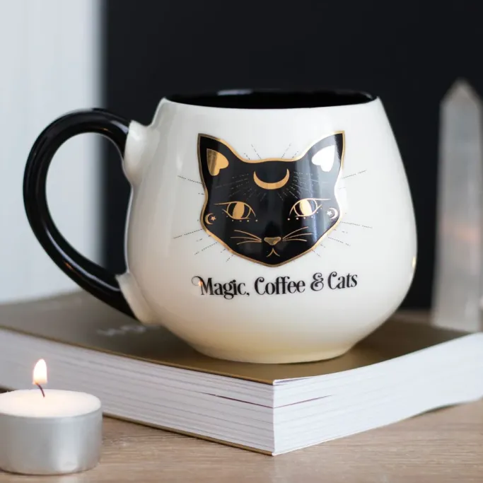 Something Different Magic, Coffee and Cats Rounded Mug