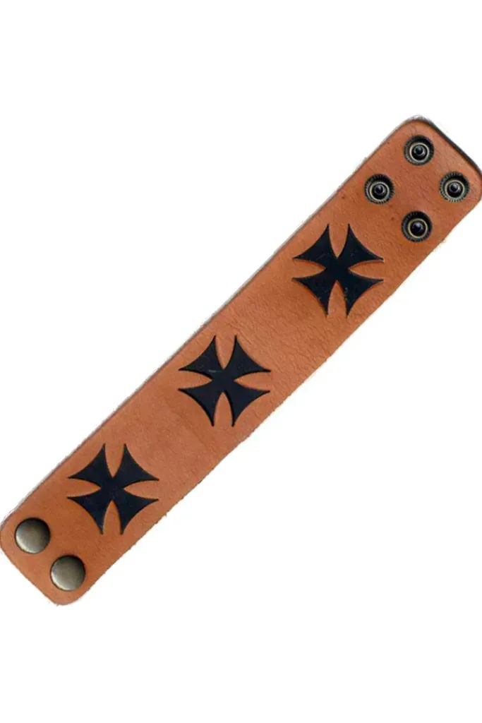 Kinkyangel Maltese / Iron Cross Cuff Bracelet - Brown / Black