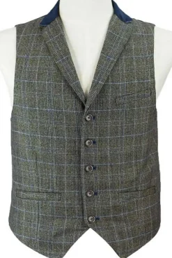 Kaymans Masaki Brown Checked Steampunk Waistcoat (48")