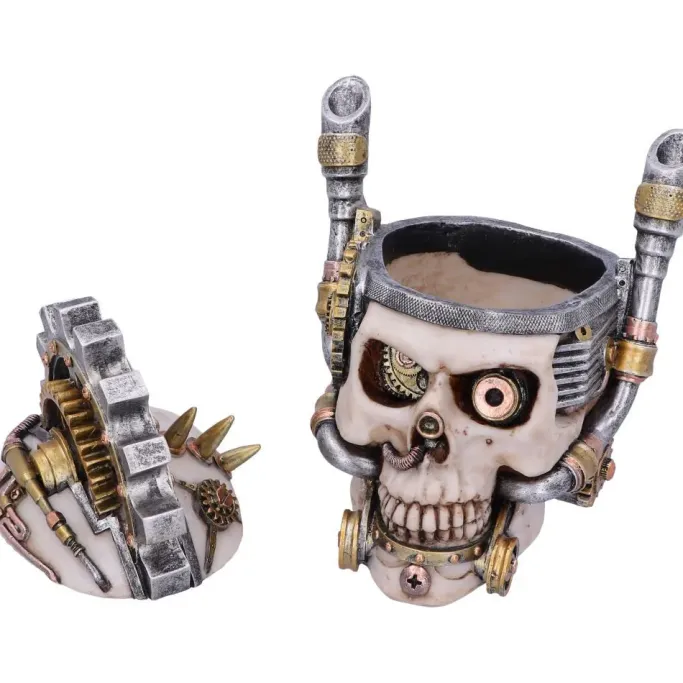 Nemesis Now Metal Head Steampunk Skull Box