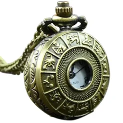 Pocketwatches Miniature Zodiac Steampunk Pocket Watch Necklace