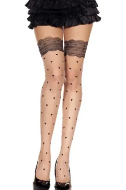 Music Legs Faux Heart Tights