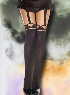 Music Legs Heart Suspender Tights