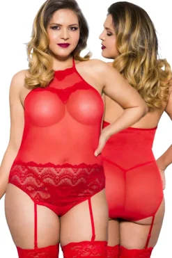 Music Legs Plus Size Teddy Red 20050Q