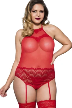 Music Legs Plus Size Teddy Red 20050Q