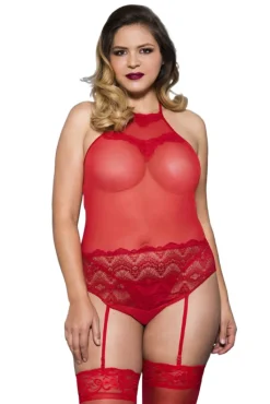 Music Legs Plus Size Teddy Red 20050Q