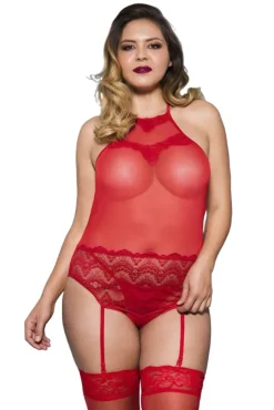 Music Legs Plus Size Teddy Red 20050Q