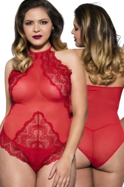 Music Legs Plus Size Teddy 80055Q Red