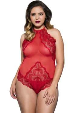 Music Legs Plus Size Teddy 80055Q Red