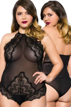 Music Legs Plus Size Teddy 80055Q Black