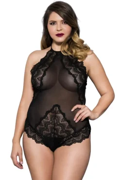 Music Legs Plus Size Teddy 80055Q Black