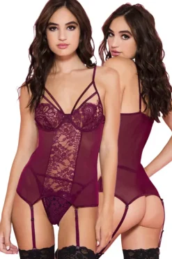 Music Legs Underwire Lace Camisole Burgundy