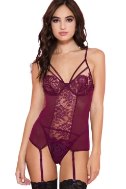 Music Legs Underwire Lace Camisole Burgundy