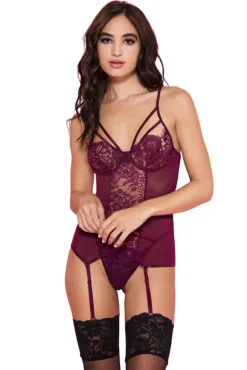 Music Legs Underwire Lace Camisole Burgundy