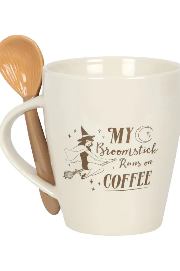 Something Different My Broomstick Runs on Coffee Mug and Spoon Set