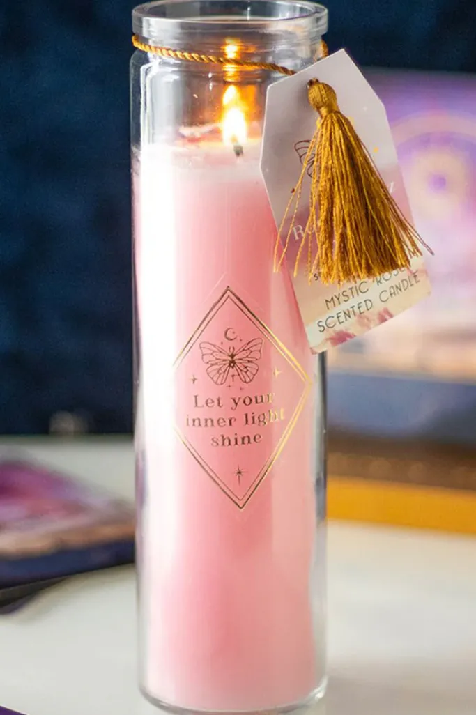 Something Different Mystic Rose Tube Candle with Rose Quartz Crystals