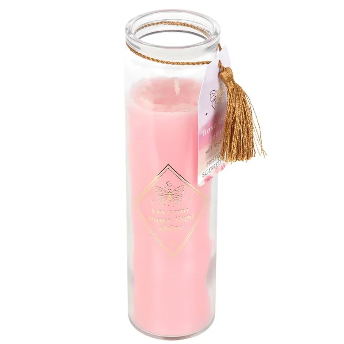 Something Different Mystic Rose Tube Candle with Rose Quartz Crystals