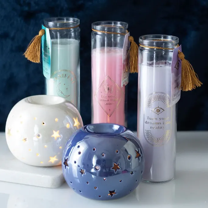 Something Different Mystic Rose Tube Candle with Rose Quartz Crystals