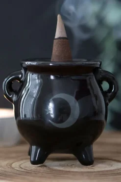 Something Different Mystical Moon Cauldron Ceramic Incense Holder