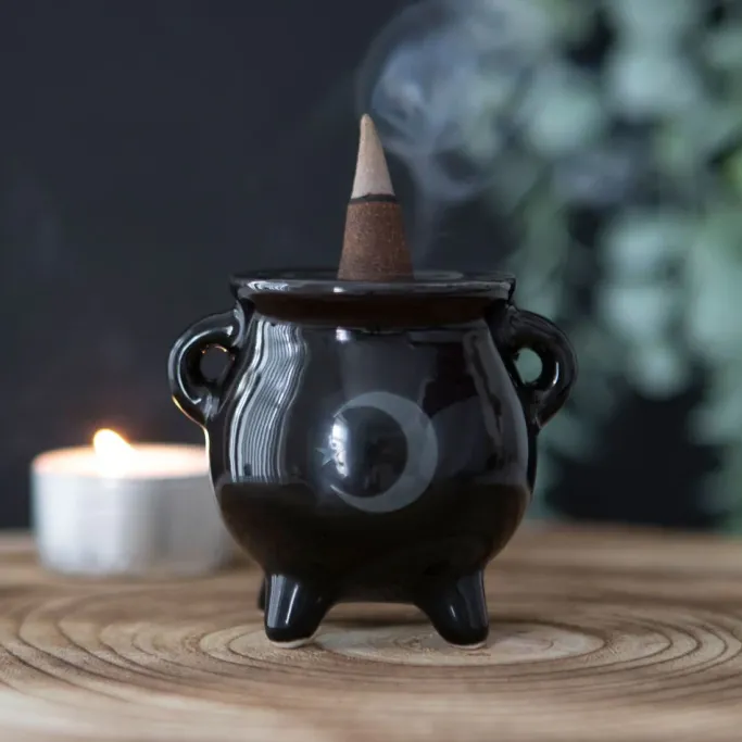 Something Different Mystical Moon Cauldron Ceramic Incense Holder