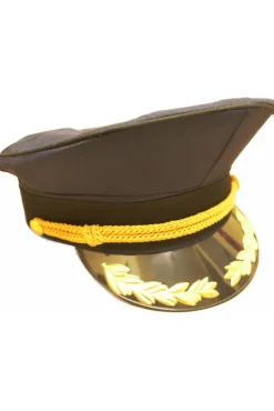 Euro Accessories Navy Blue Military Peaked Cap with Black and Gold Trim