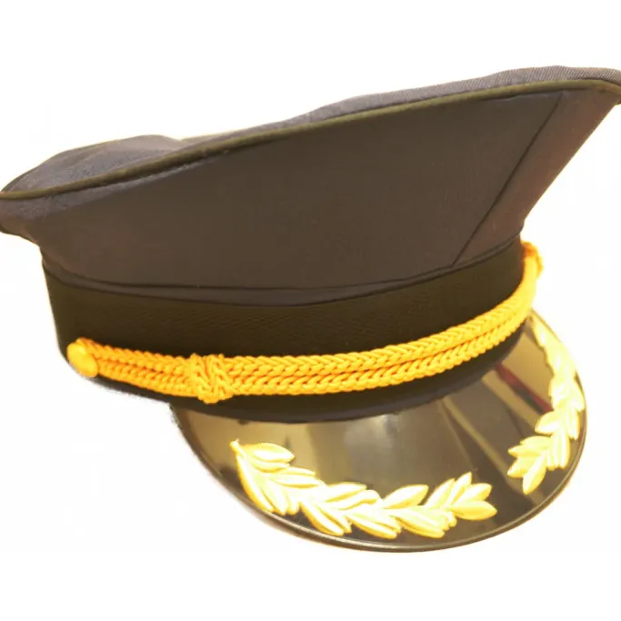 Euro Accessories Navy Blue Military Peaked Cap with Black and Gold Trim
