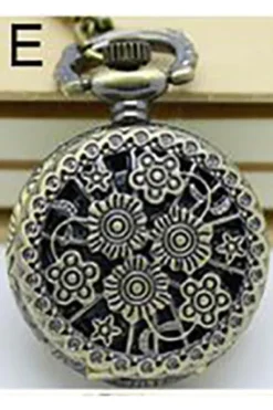 Pocketwatches Necklace Steampunk Pocket Watch with Mini Flowers Design PW-E