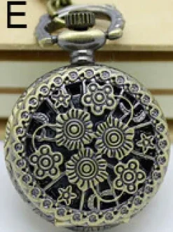 Pocketwatches Necklace Steampunk Pocket Watch with Mini Flowers Design PW-E