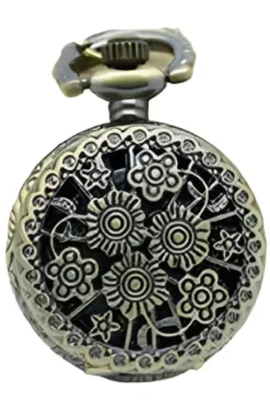 Pocketwatches Necklace Steampunk Pocket Watch with Mini Flowers Design PW-E