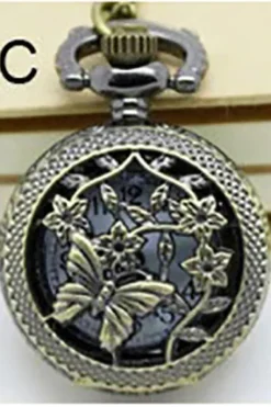 Pocketwatches Necklace Steampunk Pocket Watch with Butterfly PW-C
