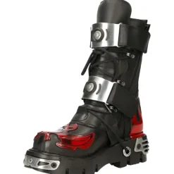 New Rock Boots New Rock Dark Red Bat and Flames Boots, M.195-S1