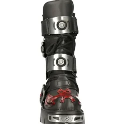 New Rock Boots New Rock Dark Red Bat and Flames Boots, M.195-S1