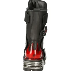 New Rock Boots New Rock Dark Red Bat and Flames Boots, M.195-S1