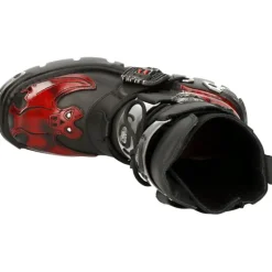 New Rock Boots New Rock Dark Red Bat and Flames Boots, M.195-S1