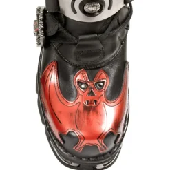 New Rock Boots New Rock Dark Red Bat and Flames Boots, M.195-S1