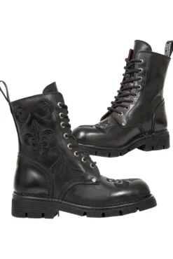 New Rock Boots New Rock Embroidered Fleur De Lys Boots M.NEWMILI118-S1