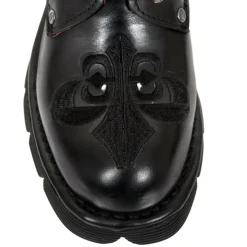 New Rock Boots New Rock Embroidered Fleur De Lys Boots M.NEWMILI118-S1