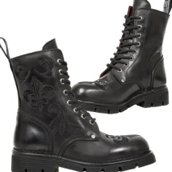 New Rock Boots New Rock Embroidered Fleur De Lys Boots M.NEWMILI118-S1