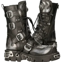 New Rock Boots New Rock Flame Boots, Demon Skull M.107-S2