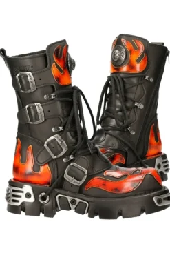 New Rock Boots New Rock Flame Boots, Demon Skull M.107-S1