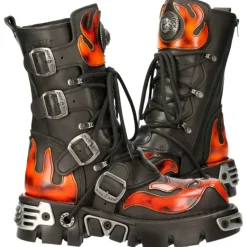 New Rock Boots New Rock Flame Boots, Demon Skull M.107-S1